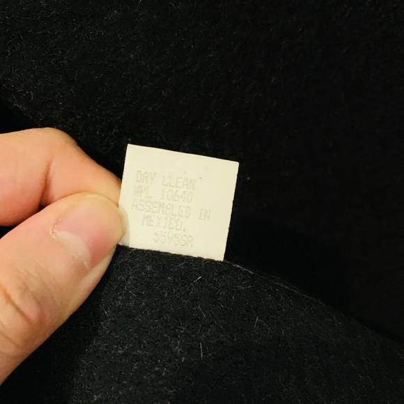 Vintage Jofeld Black Wool Double Breasted Long Dress Coat Size 14 Petite - Picture 11 of 16